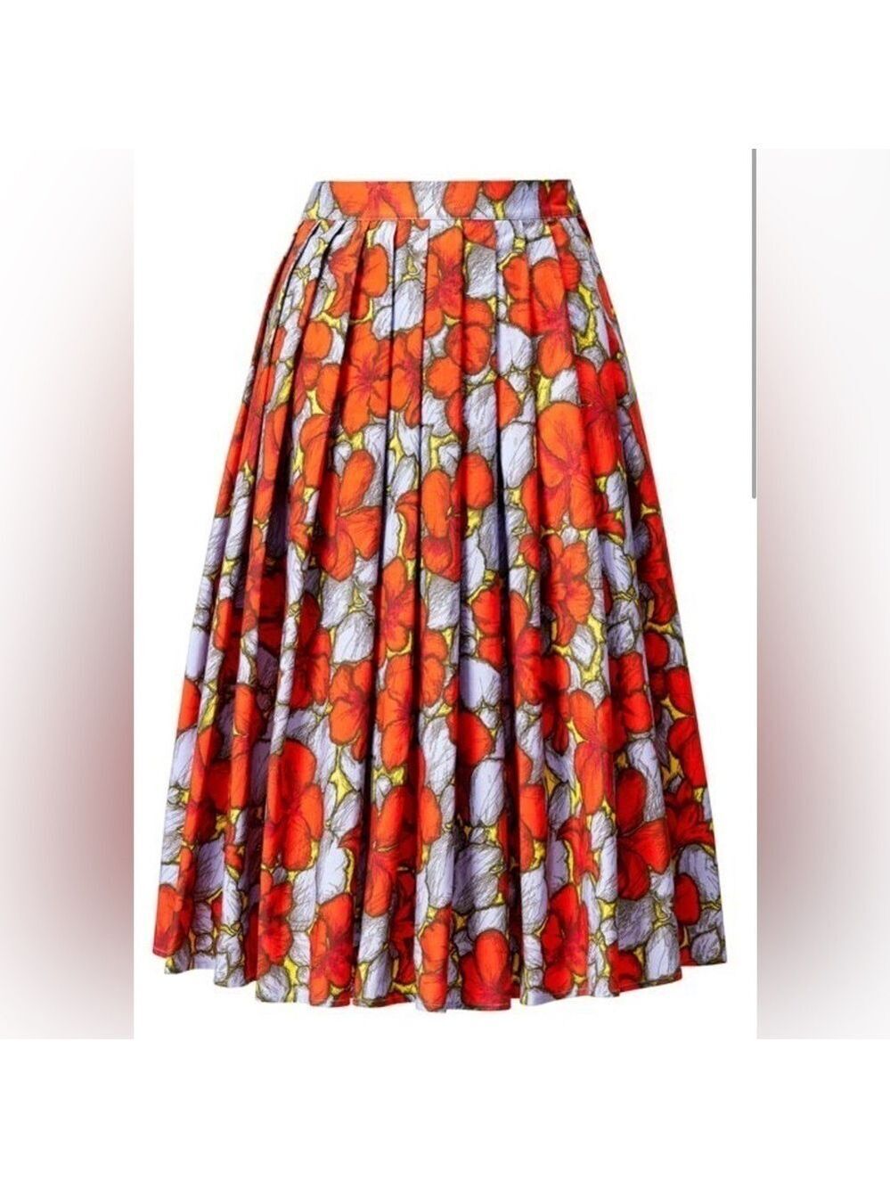 H&M Cotton Floral Skater Full Pleated 50s Style Retro Rockabilly Skirt 12 - Picture 3 of 10